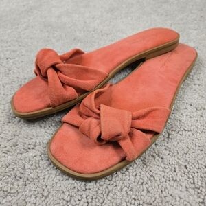Avellini Slide Sandals Womens 8.5 Coral Suede Bow Slip On Shoes Beachy Summer